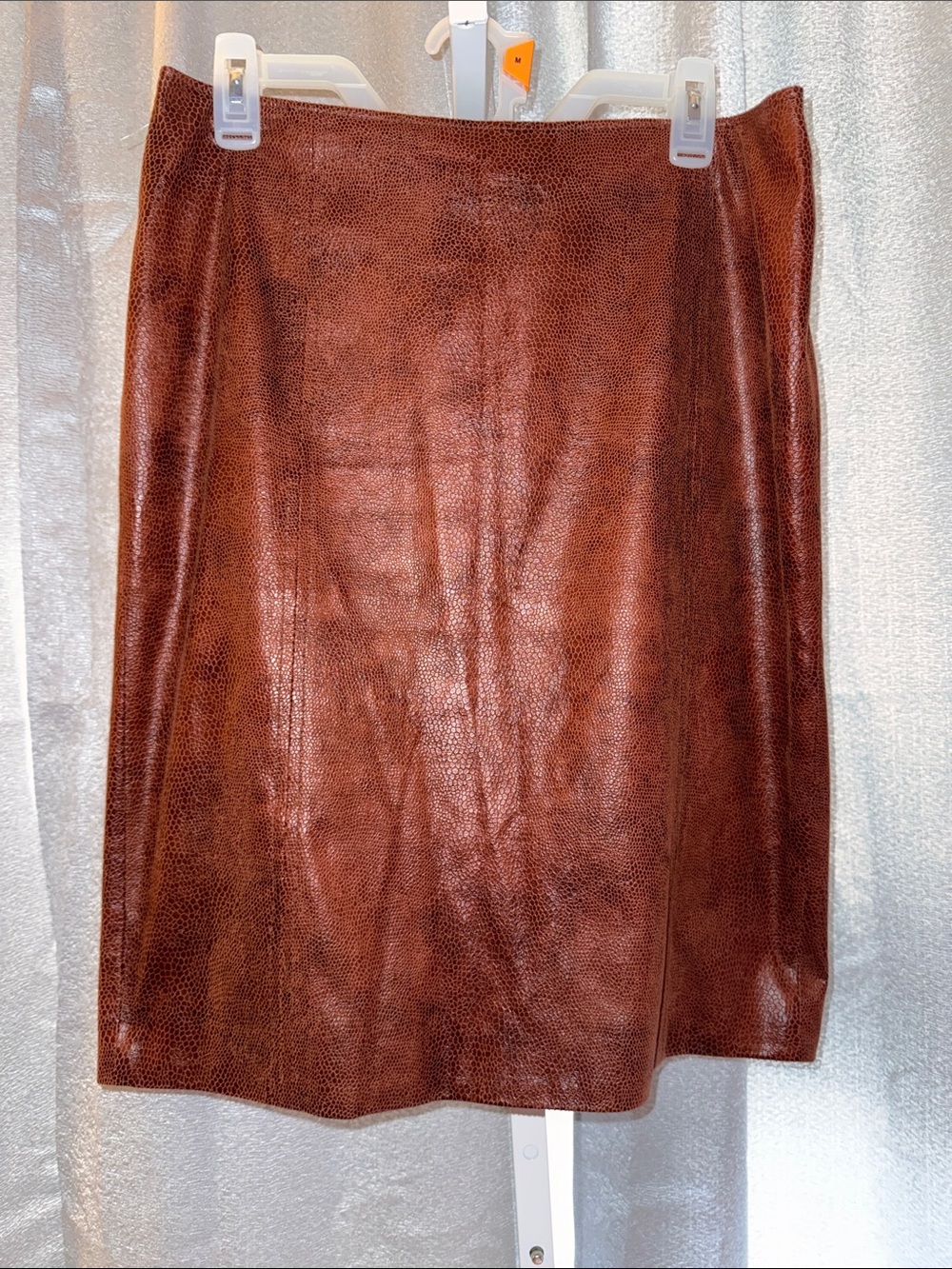 Chico's Rust Brown Faux snake print Leather Pencil Skirt
